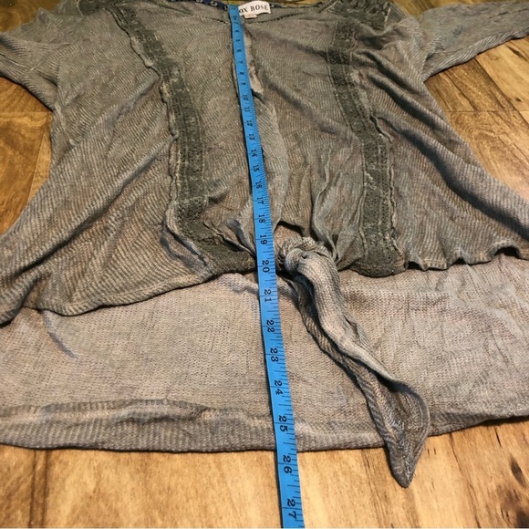 Knox Rose Grey Green Burnout Fade Front Tie Long Sleeve Womens Shirt Large PICS - Picture 9 of 10